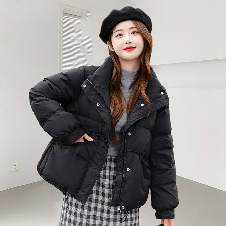 Warm women's down jacket with duck down