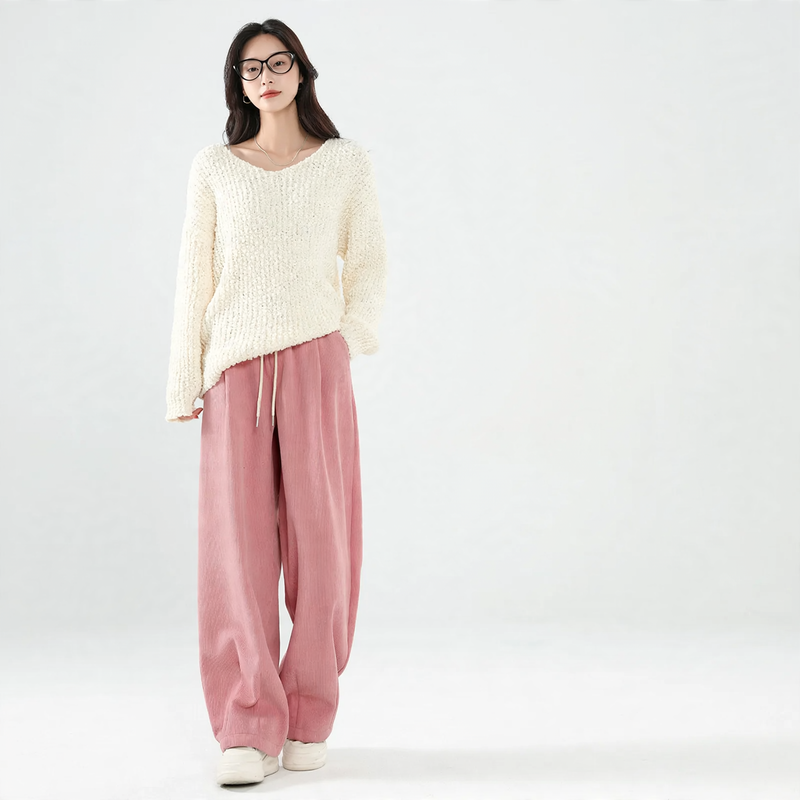 Ladies cord pants, insulated, wide fit