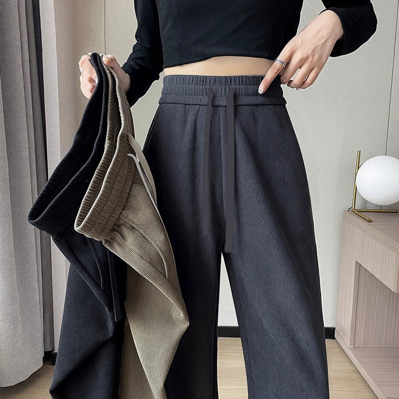 Lined corduroy pants with a wide leg