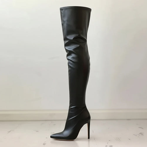 Amarae | Over-the-knee boots - Leather - Pointed toe - Stiletto heel - Elegant fit