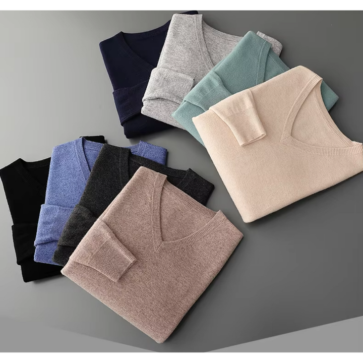 Lune London | Cashmere Sweater Men V-Neck Soft Cashmere Knit Material