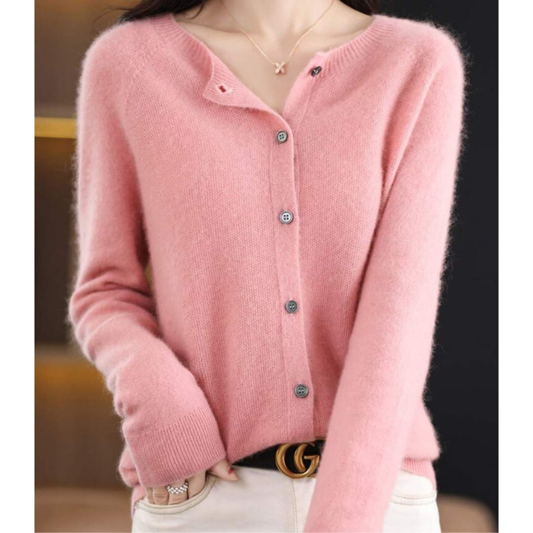 Lune London | Merino Wool Women's O-Neck Knitted Cardigan Sweater