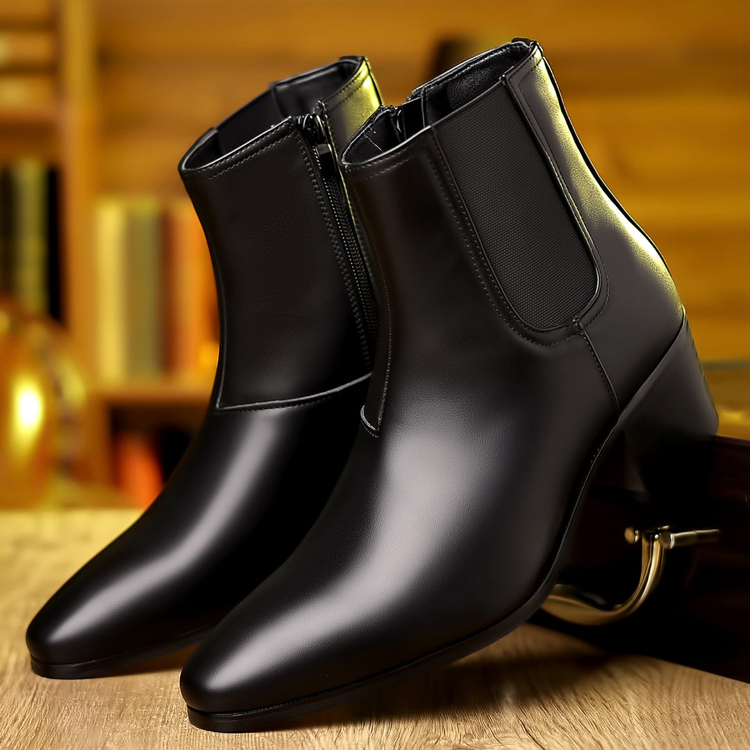 Men's Chelsea boots, pointed toe, side zipper