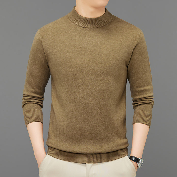 Men's knitted sweater with stand-up collar