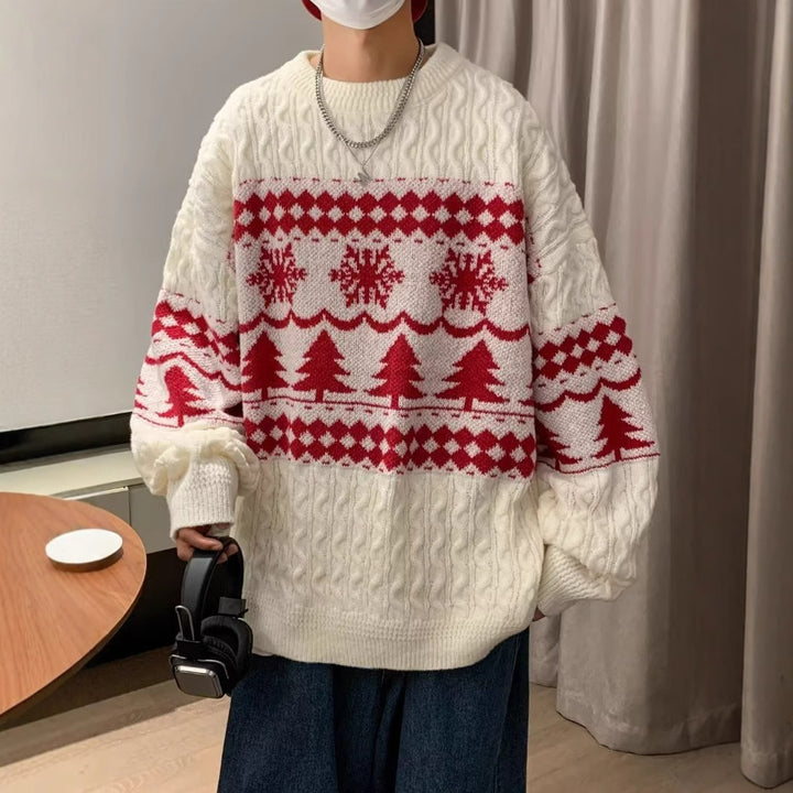 Retro Christmas sweater with diamond pattern for men
