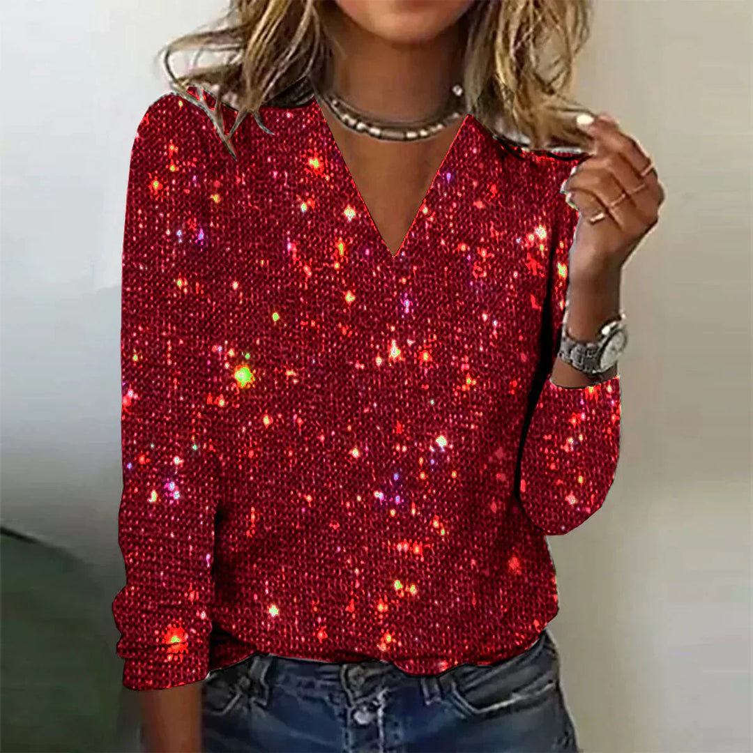 Lune London | Shiny Sweater with V-Neck