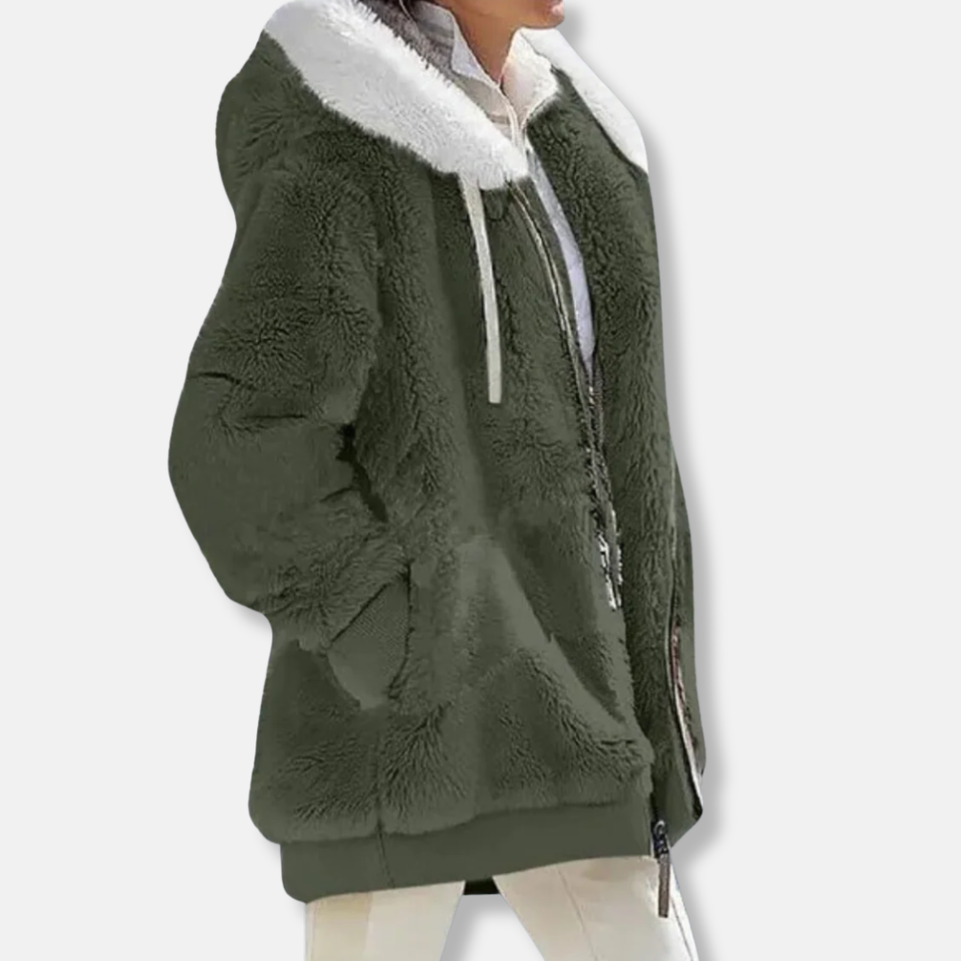 Amarae | Fleece Oversized Fleece Jacket - Hooded Zip Jacket
