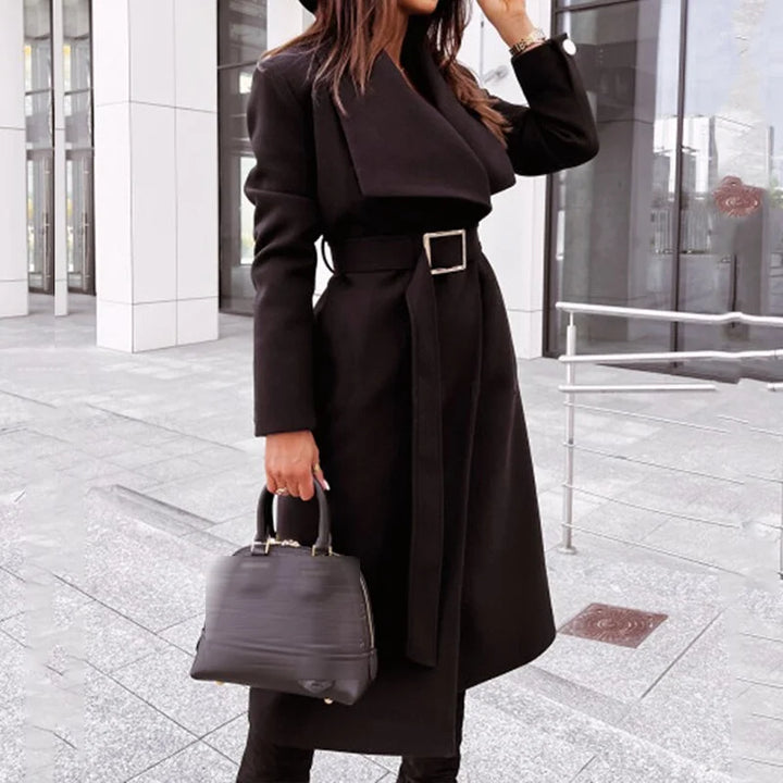 Lune London | Coat for Women - Tailored Design - Wide Lapels - Belt with Buckle