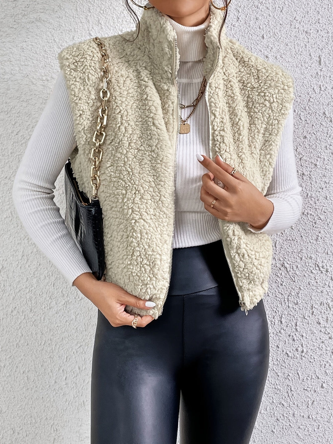 Lune London | Teddy Women's Quilted Vest with Zipper and High Collar