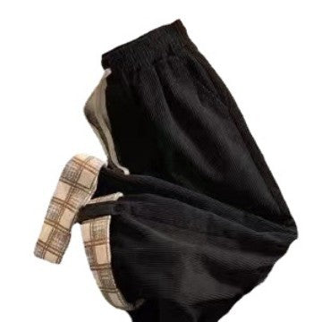 Ladies cord trousers, straight cut, with turn-up