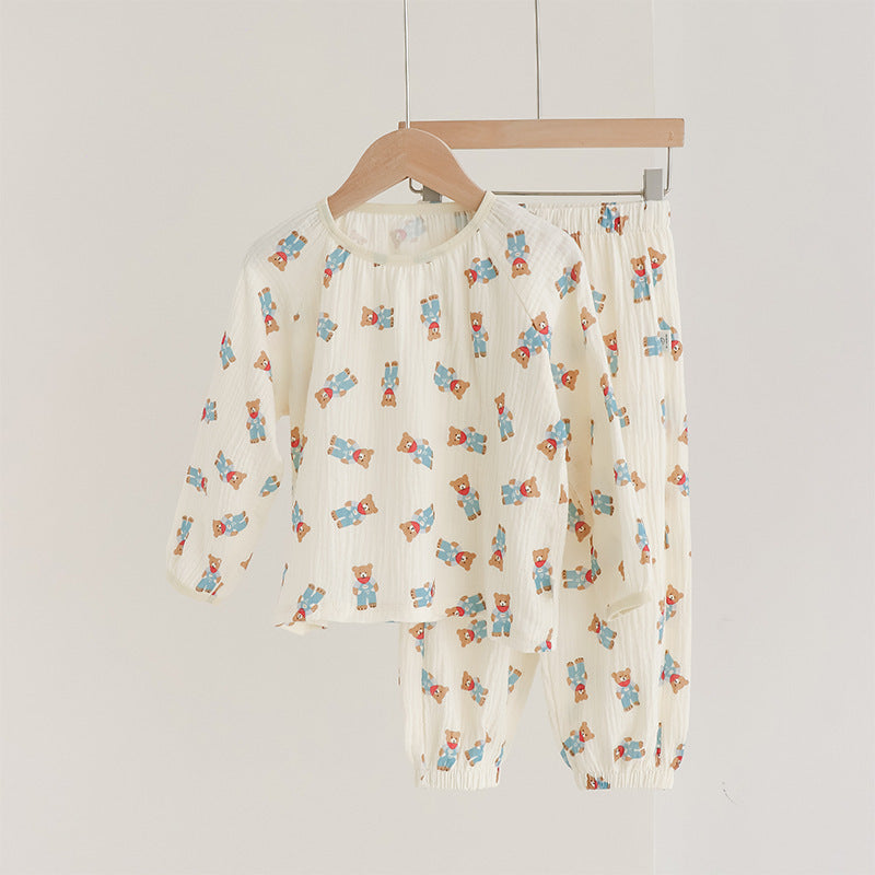 Children's house suit, cotton muslin, long-sleeved