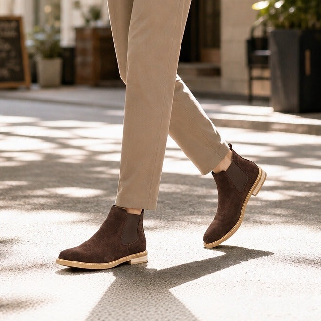 Men's leather Chelsea boots, mid-high shaft