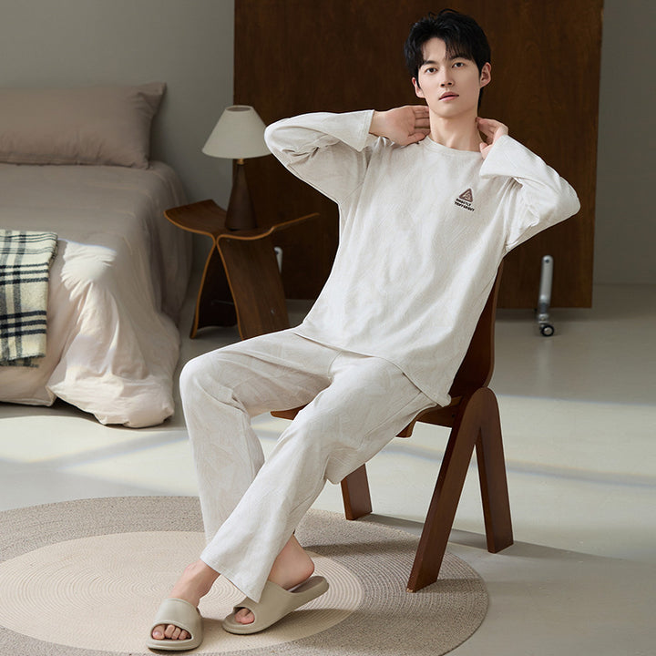 Antibacterial men's lounge suit made of cotton blend