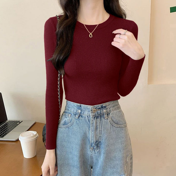 Women's Knit Sweater with Round Neckline