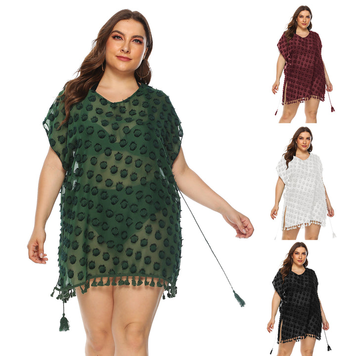 Ladies Elegant Fringe-Border Beach Cover Lune London