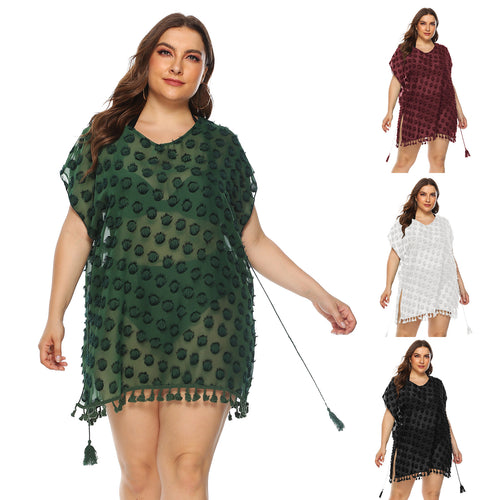 Ladies Elegant Fringe-Border Beach Cover Amarae
