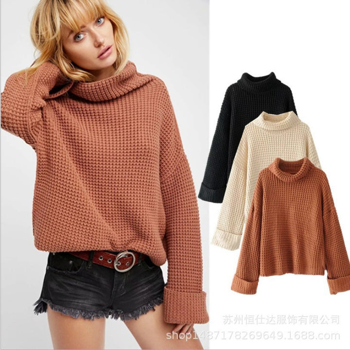 Oversized chunky knit sweater for women with a modern waffle pattern Lune London
