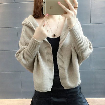 Ladies Beautiful knitted cardigan with hood Lune London