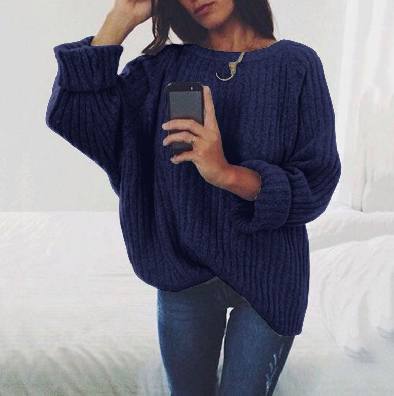 Thick knit sweater for women with a relaxed fit and a trendy ribbed pattern Lune London