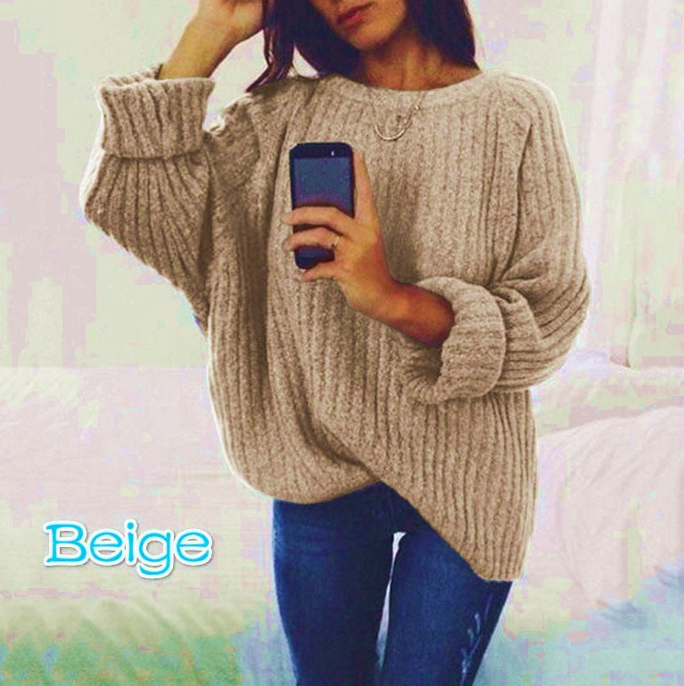 Thick knit sweater for women with a relaxed fit and a trendy ribbed pattern Lune London