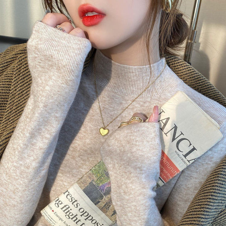 Women’s knitted sweater, stand-up collar, fitted