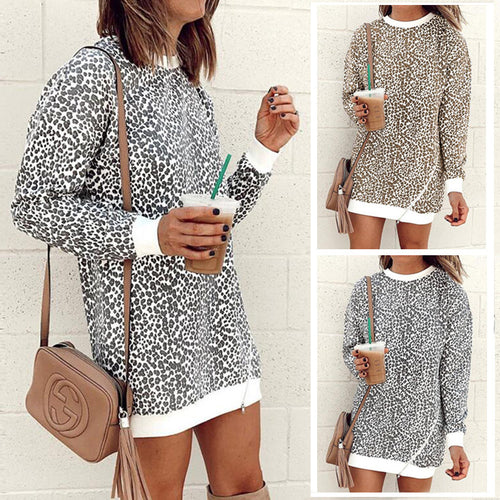 Casual Leopard Print Sweat Dress for Women with a Loose Fit Amarae