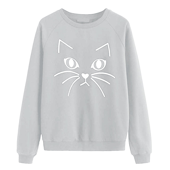 Women's sweatshirt with chic cat motif and style