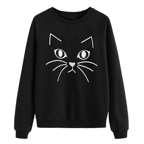Women's sweatshirt with chic cat motif and style