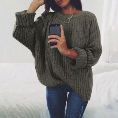 Oversized knitted pullover for women with a soft ribbed texture and a loose fit Amarae