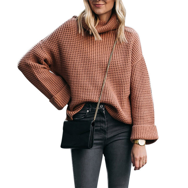 Chunky knit sweater for women with high collar and loose fit Lune Londonl
