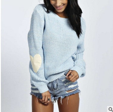 Knit sweater for women with heart-shaped appliqués Lune London
