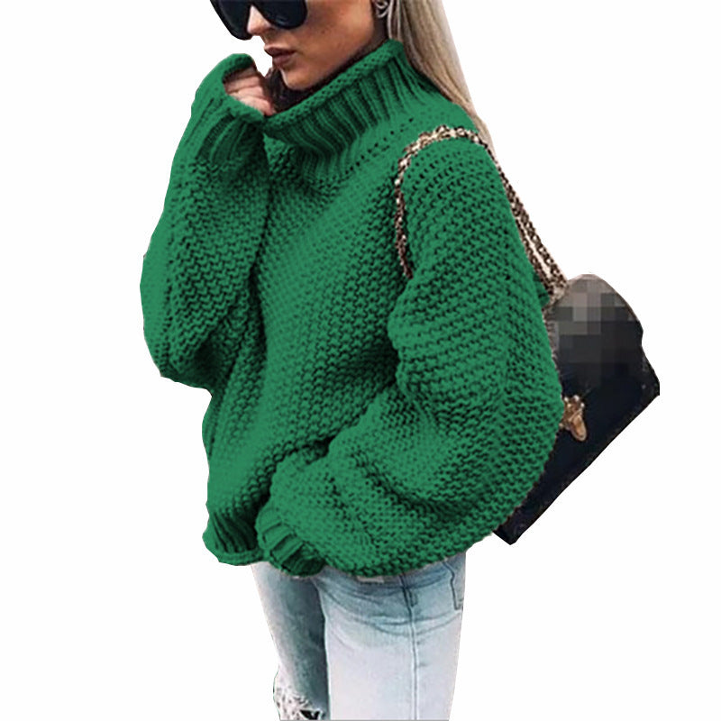 Comfortable knitted sweater for women with high collar and soft textured design Lune London