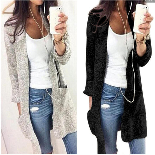 Women's knitted jacket with casual pockets and open design Amarae