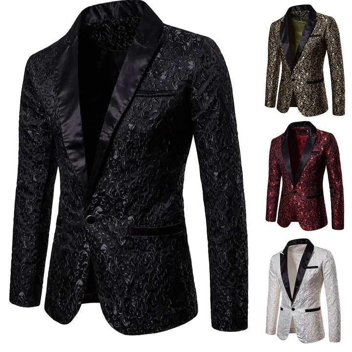 Men's elegant blazer with elaborate pattern and satin trim Lune London