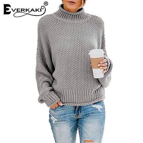 Pull en tricot épais pour femmes avec col montant et coupe loose Chic & Stil