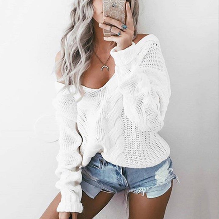 Pull en maille épaisse pour femmes avec look épaule dénudée et design en câble Chic & Stil