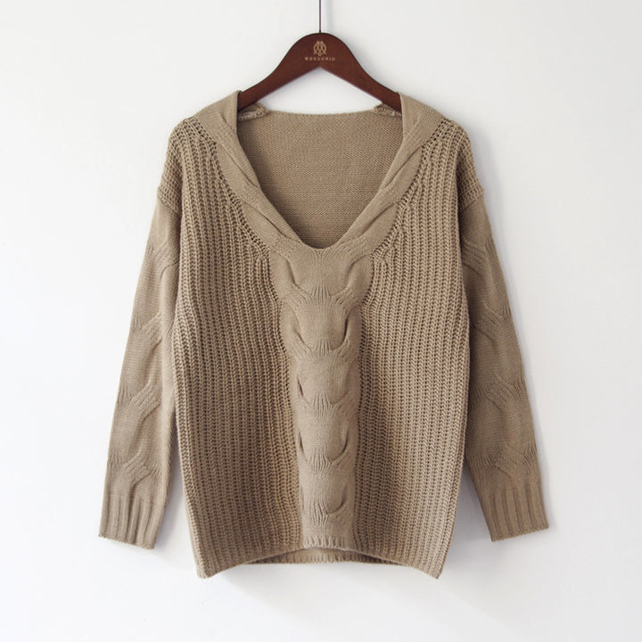 Casual knitted sweater for women with off-shoulder and voluminous sleeves Lune London