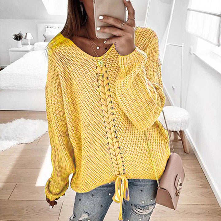 Chunky knit sweater for women with an innovative cord detail Lune London
