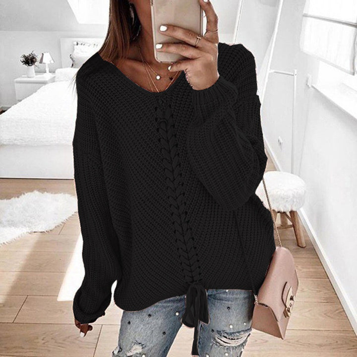 Chunky knit sweater for women with an innovative cord detail Lune London