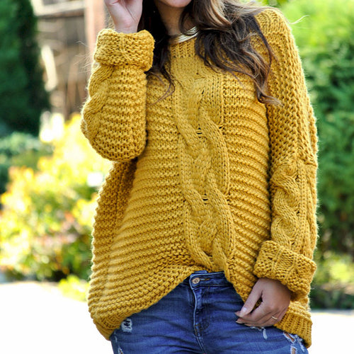 Women's chunky knit sweater with innovative cable patterns and raglan sleeves Amarae