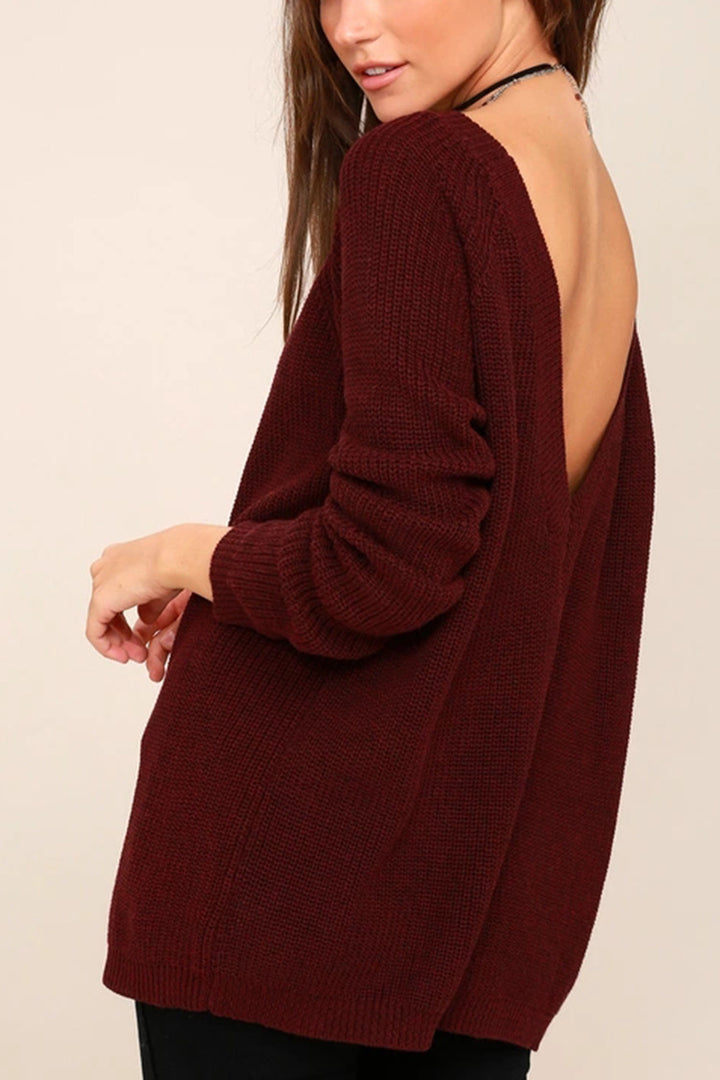 Pull en tricot pour femmes avec un dos décolleté et une coupe décontractée Lune London
