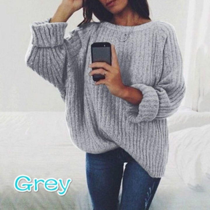Women thick knit sweater with relaxed fit and wide sleeves Lune London