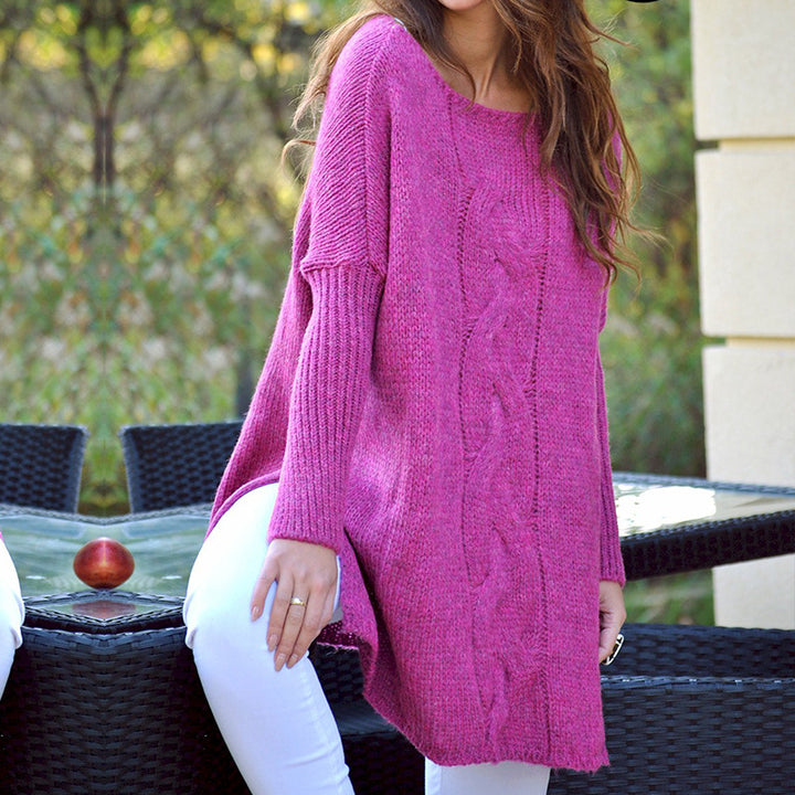 Women chunky wool sweater with classic cable design and loose fit Lune London