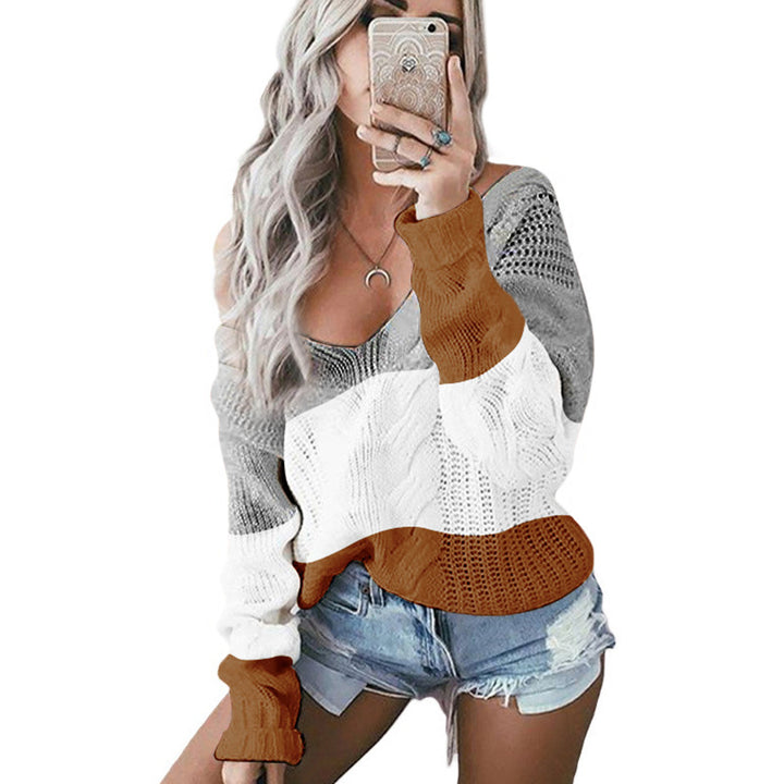 Pull en tricot à la mode pour femmes avec un design unique en blocs de couleur Chic & Stil