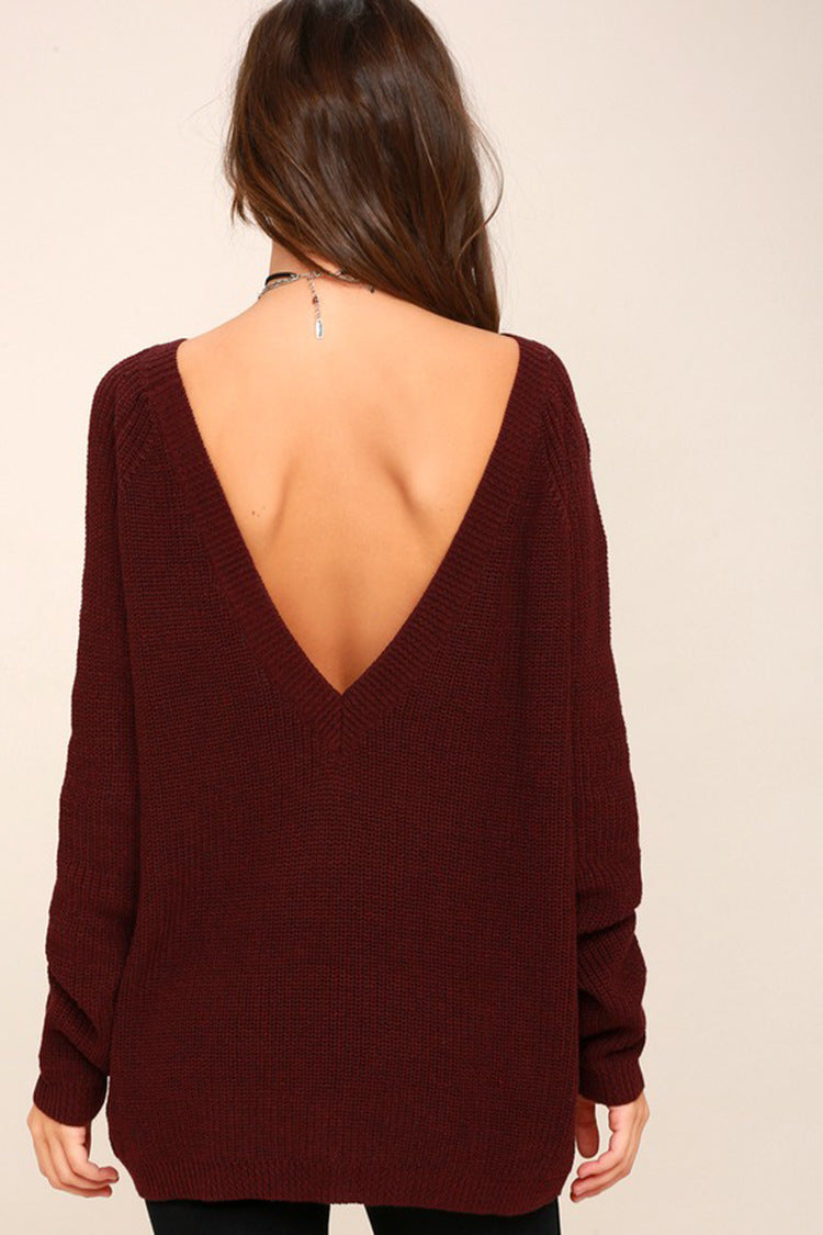 Pull en tricot pour femmes avec un dos décolleté et une coupe décontractée Lune London