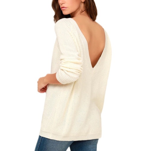 Pull en tricot pour femmes avec un dos décolleté et une coupe décontractée Amarae