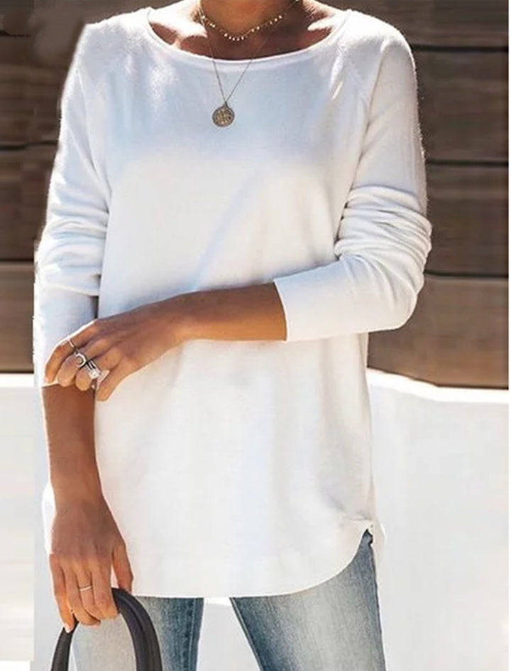 Ladies comfortable long sleeve t-shirt with a large neck Lune London