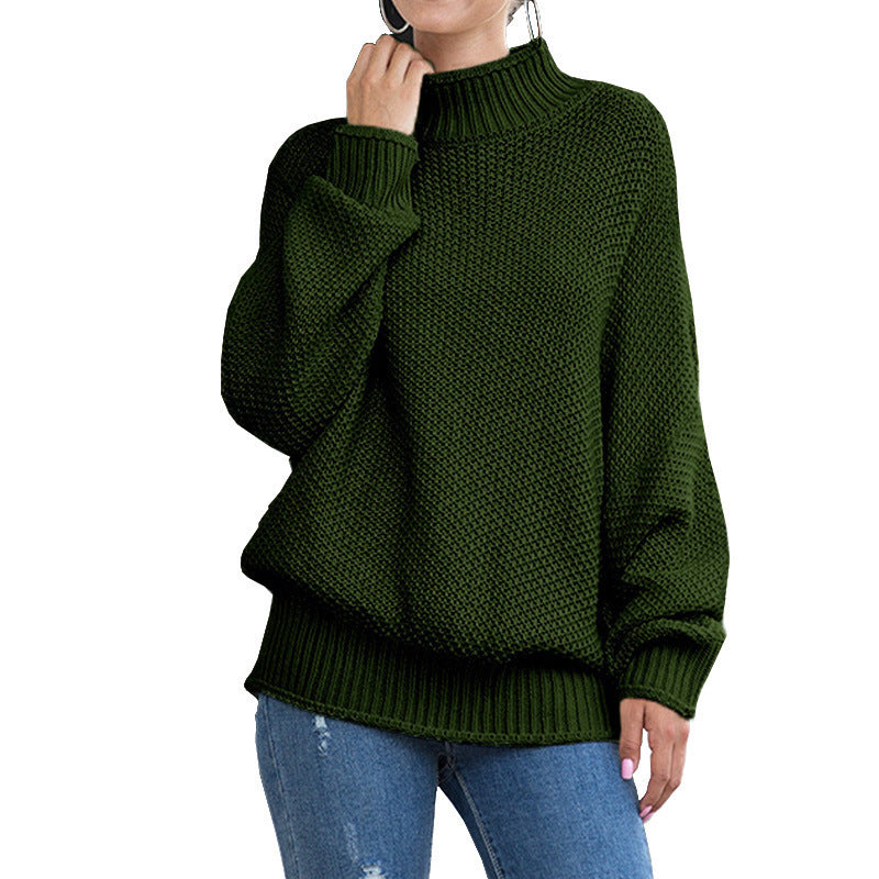 Pull en tricot épais pour femmes avec col montant et manches larges Chic & Stil