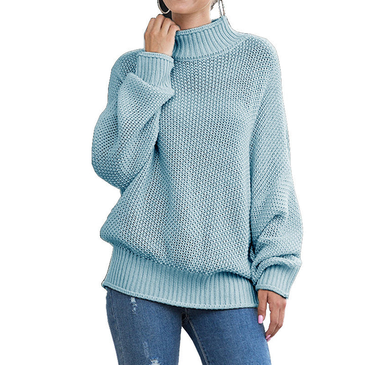Oversized knit sweater for women with high collar and airy structure Lune Londonl