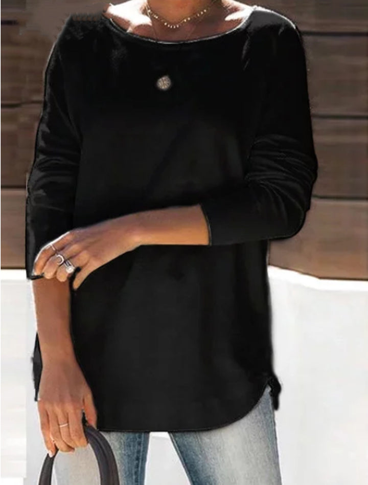 Ladies comfortable long sleeve t-shirt with a large neck Lune London